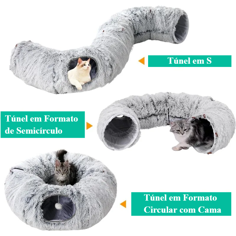 Túnel de Pelúcia Para Gatos