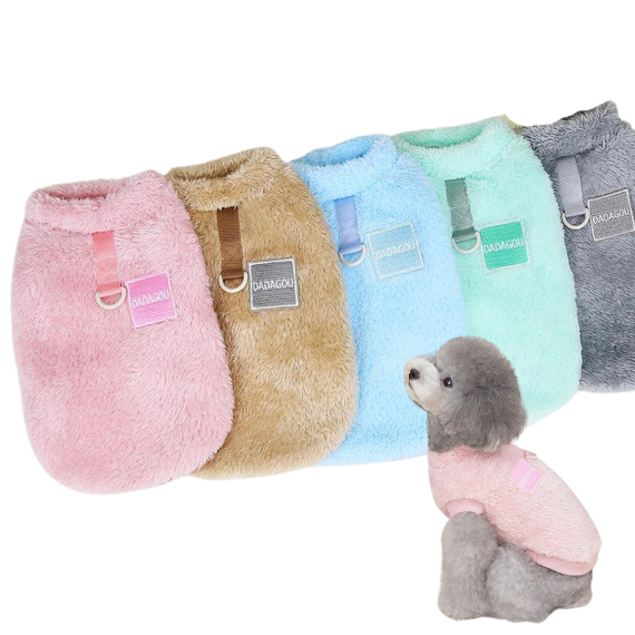 Roupa de inverso soft para cães e gatos com engate para guia